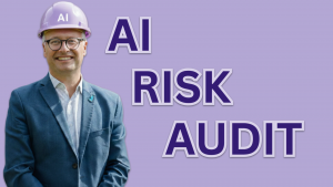 Stephen Wiles wearing a branded hard hat with AI written on it.